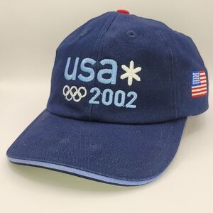 Vintage USA Olympic Team Roots Hat 2002 Navy Blue Adjustable Baseball Cap Men's